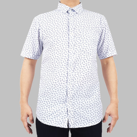 Mainstreet Short Sleeve Microprint Leech White