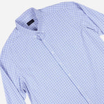 Maxwear Business Dress Shirt Long Sleeve Checkered Blue