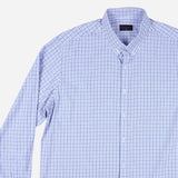 Maxwear Business Dress Shirt Long Sleeve Checkered Blue