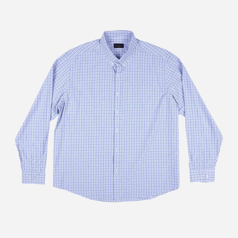 Maxwear Business Dress Shirt Long Sleeve Checkered Blue