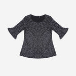 SM Woman Plus Fashion Blouse Flared Sleeves Printed Black