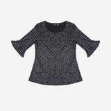 SM Woman Plus Fashion Blouse Flared Sleeves Printed Black