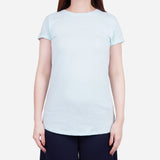 Smartbuy Ladies' Plain Round Neckline Blouse in Baby Blue