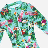 Coco Cabaña Swim One-Piece Rashguard Floral Bird Mint Green