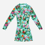 Coco Cabaña Swim One-Piece Rashguard Floral Bird Mint Green