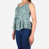 SM Woman Floral Strappy Top Mint Green