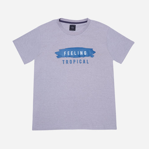 Men's Club Feeling Tropical Print Tee Gray