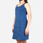 SM Woman Denim Sleeveless Dress with Buttons