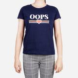 Smartbuy Ladies'Tee Opps Print in Navy Blue