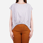 Smartbuy Ladies' Blouse Shark Bite Front Hem in Stripes