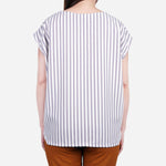 Smartbuy Ladies' Blouse Shark Bite Front Hem in Stripes