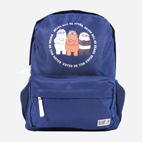 We Bare Bears Canvas Backpack 16" Blue