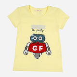 JUSTEES GIRLS' ROBOT PRINTED TEE IN YELLOW