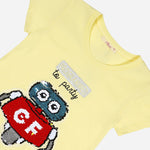 JUSTEES GIRLS' ROBOT PRINTED TEE IN YELLOW