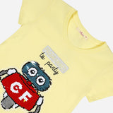 JUSTEES GIRLS' ROBOT PRINTED TEE IN YELLOW