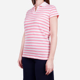 Smartbuy Ladies' Polo Shirt Stripes in Pink