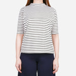 Smartbuy Ladies' Mock Neckline Half Sleeve Length in Stripes