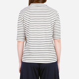 Smartbuy Ladies' Mock Neckline Half Sleeve Length in Stripes