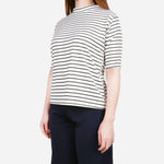 Smartbuy Ladies' Mock Neckline Half Sleeve Length in Stripes