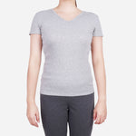 Smartbuy Ladies' V Neckline Knitted Blouse in Ash Gray