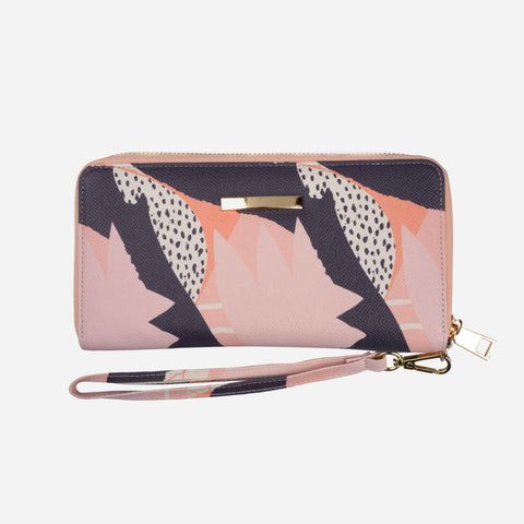 SM Accessories Leather Goods Abstract Printed Long Zip Around Wallet