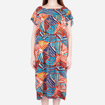 Smartbuy Ladies' Big Size Dress Square Neckline in Aztec Print