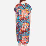 Smartbuy Ladies' Big Size Dress Square Neckline in Aztec Print