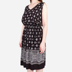 Smartbuy Ladies' Sleeveless Dress with Garter on Waist in Cenefa Print