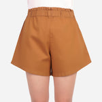 SM Woman Casual Shorts Ruffle Waist Garter Twill