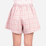 SM Woman Casual Plaid Shorts With Pockets And Belts