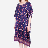 Smartbuy Ladies' Big Size Dress Kaftan Round Neckline in Navy Blue