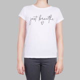 Smartbuy Girls Teen's White Tee in Just Breathe Print