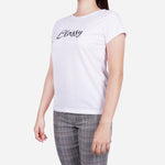 Smartbuy Girls Teen's White Tee in Classy Print