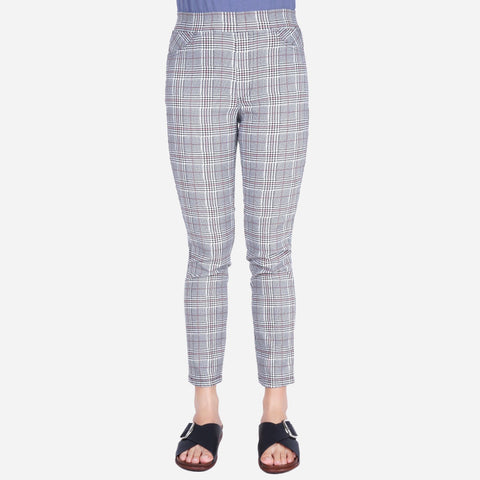 Smartbuy Ladies' Skinny Pants Checkered Ankle Cut