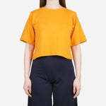 Smartbuy Ladies' Plain Crop Blouse in Mustard