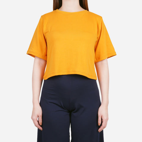 Smartbuy Ladies' Plain Crop Blouse in Mustard