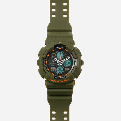 AXN Men's Sports Watch Digital/Analog Rubberized Green