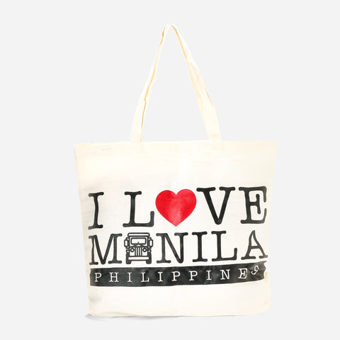 Kultura I love Manila PH Canvas Tote Bag in Black Print