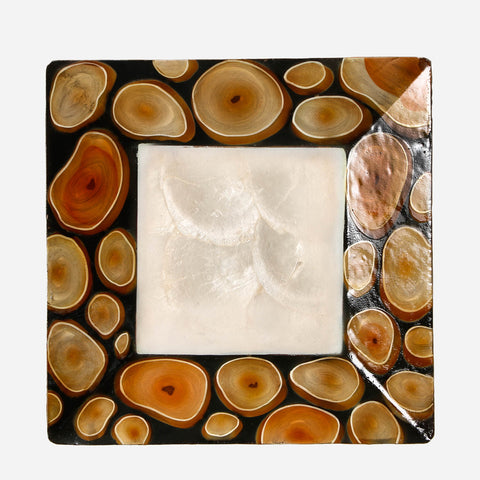 Tahanan by Kultura Capiz Square Plate with Wood Bark Design