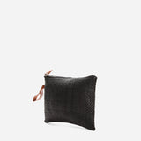 Tropiko Raffia Pouch With Leather Handle