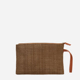 Tropiko Raffia Pouch With Leather Handle