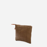 Tropiko Raffia Pouch With Leather Handle