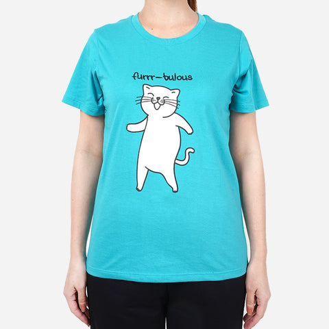 URBAN Furrr-bulous Cat Tee in Robin's Egg Blue