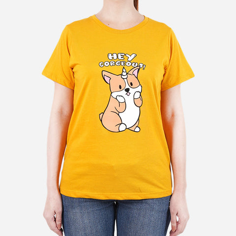 URBAN Hey Gorgeous Corgi Tee in Goldenrod