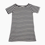 Smartbuy Ladies' Dress Short Sleeves in Black White Stripes