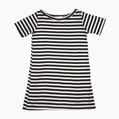 Smartbuy Ladies' Dress Short Sleeves in Black White Stripes