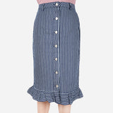 Urban Denim Flounced Midi Skirt