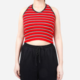 URBAN Rib Knitted Halterneck Stripe Top