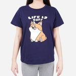 URBAN Life Is Ruff Corgi Tee in Navy Blue