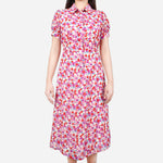 TRUE LOVE Floral Midi Dress in Red